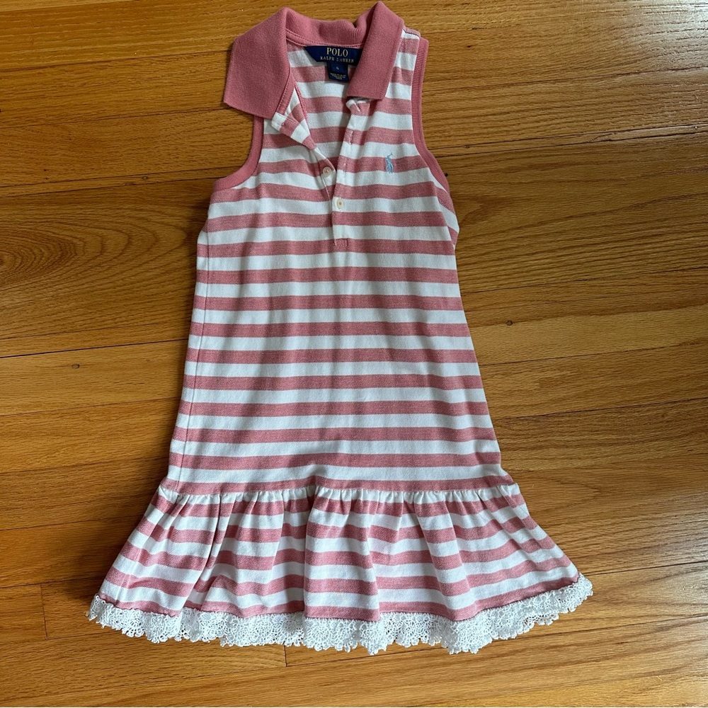 Pink and White Striped Polo Dress